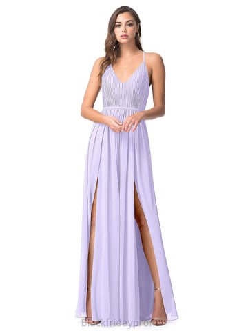 Lorna Sleeveless Natural Waist Spaghetti Staps Floor Length A-Line/Princess Bridesmaid Dresses