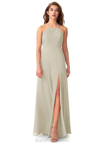 Sibyl Natural Waist V-Neck A-Line/Princess Sleeveless Floor Length Bridesmaid Dresses