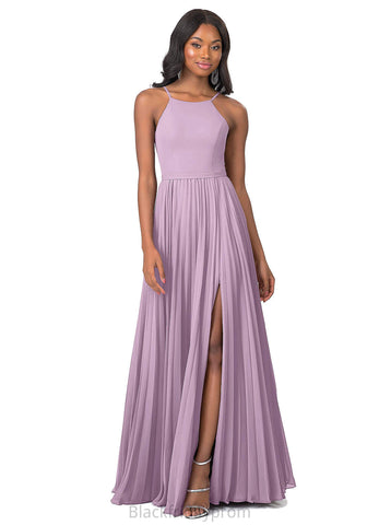 Mina Natural Waist Sleeveless Floor Length A-Line/Princess Halter Bridesmaid Dresses