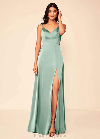 Sarai Sleeveless Floor Length A-Line/Princess Natural Waist V-Neck Bridesmaid Dresses