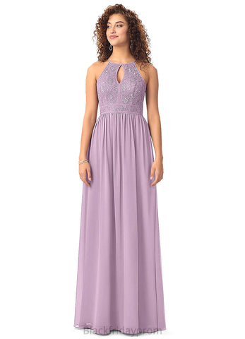 Setlla Natural Waist Cap Sleeves Scoop A-Line/Princess Floor Length Bridesmaid Dresses