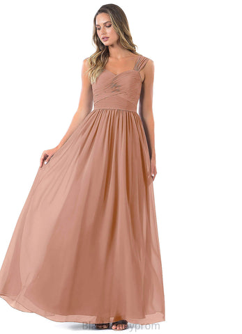 Alexis Natural Waist A-Line/Princess Floor Length Sleeveless V-Neck Bridesmaid Dresses