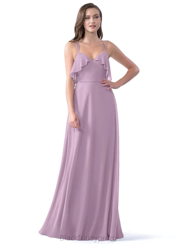 Yadira V-Neck Natural Waist Sleeveless Floor Length A-Line/Princess Bridesmaid Dresses