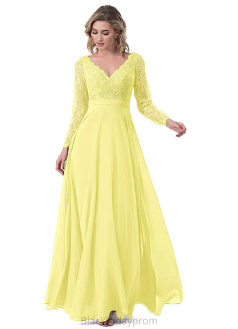 Aleah Natural Waist Floor Length V-Neck Sleeveless A-Line/Princess Bridesmaid Dresses