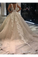 Shimmer Organza Ball Gown Wedding Dress With V Neck And Sequins Decorated