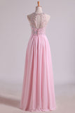 2024 Simple Prom Dresses Scoop A Line Chiffon With Beading Floor Length