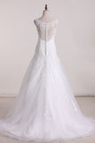 2024 Wedding Dresses Scoop A Line Tulle With Applique