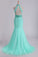 2024 High Neck Mermaid Prom Dresses Beaded Bodice Open Back Tulle