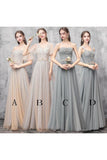 Elegant Off Shoulder Floor Length Tulle Prom Dress, Bridesmaid Dresses