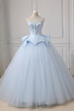 Sweetheart Ball Gown Beading Tulle Prom Dress, Court Train Quinceanera Dress
