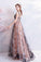 Charming Floor Length Sleeveless Prom Dress With Stars, A Line Appliques Evening Dress