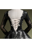 2024 Prom Dresses Scoop A Line With Applique And Ribbon Tea Length