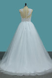 2024 New Arrival Scoop A Line Tulle With Applique Wedding Dresses