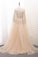 2022 Shiny A Line Prom Dresses Scoop Tulle With Beading & Rhinestones Sweep Train