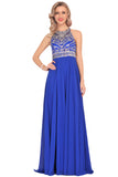 2024 Prom Dresses A Line Scoop Open Back Chiffon With Beading