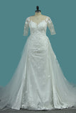 2024 Scoop Sheath Tulle Detachable Train Wedding Dresses With Applique
