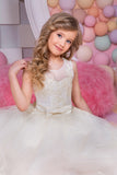 2024 Ball Gown Flower Girl Dresses Scoop Tulle With Applique And Sash