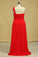 2024 Plus Size One Shoulder Bridesmaid Dresses Ruffled Bodice A-Line Chiffon Red