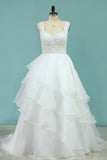 2024 New Arrival Wedding Dresses Straps A Line Organza With Applique