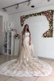 2024 Tulle Wedding Dresses Mermaid Scoop With Applique Chapel Train Detachable
