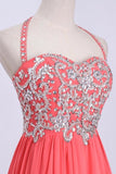 2024 Prom Dresses Empire Waist Halter Floor Length Chiffon