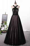 2024 Prom Dresses Tulle & Lace With Beading Floor Length A Line