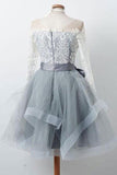 A-Line Tulle Scoop Neckline With Appliques Homecoming Dresses