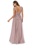 Marlene Floor Length V-Neck Sleeveless Spandex Sheath/Column Natural Waist Bridesmaid Dresses