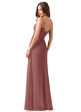 Yuliana Lace Floor Length V-Neck Sheath/Column Sleeveless Natural Waist Bridesmaid Dresses