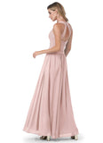 Milagros Floor Length Spaghetti Staps Sleeveless Natural Waist A-Line/Princess Bridesmaid Dresses
