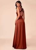 Amiya V-Neck Floor Length A-Line/Princess Natural Waist Sleeveless Bridesmaid Dresses