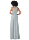 Annie Sleeveless Natural Waist Sheath/Column Floor Length V-Neck Bridesmaid Dresses