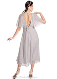 Danica Natural Waist V-Neck Stretch Satin A-Line/Princess Floor Length Sleeveless Bridesmaid Dresses