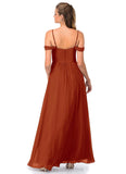 Sahna Natural Waist Sleeveless Lace V-Neck Sheath/Column Floor Length Bridesmaid Dresses