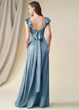 Andrea Spaghetti Staps Natural Waist Sleeveless Floor Length A-Line/Princess Bridesmaid Dresses