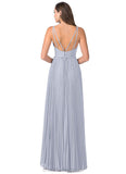 Brynn Natural Waist Tea Length A-Line/Princess Spaghetti Staps Sleeveless Bridesmaid Dresses