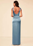 Haylee Spaghetti Staps Natural Waist Sleeveless Floor Length A-Line/Princess Bridesmaid Dresses
