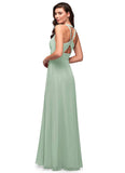 Jacey V-Neck Natural Waist Sleeveless A-Line/Princess Floor Length Bridesmaid Dresses