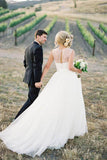 A Line Court Train Sleeveless Layers Tulle Wedding Gown