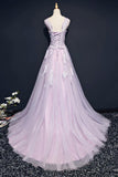 Pretty A-line Long Prom Dresses With Appliques Party Dresses