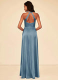 Arely Natural Waist Floor Length Spaghetti Staps A-Line/Princess Bridesmaid Dresses