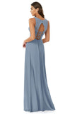 Layla Sleeveless Spaghetti Staps Floor Length Trumpet/Mermaid Natural Waist Spandex Bridesmaid Dresses