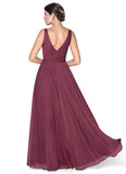 Averi A-Line/Princess Natural Waist Sleeveless Floor Length Bridesmaid Dresses