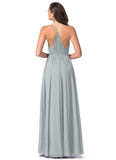 Cara Sleeveless A-Line/Princess Natural Waist V-Neck Floor Length Bridesmaid Dresses