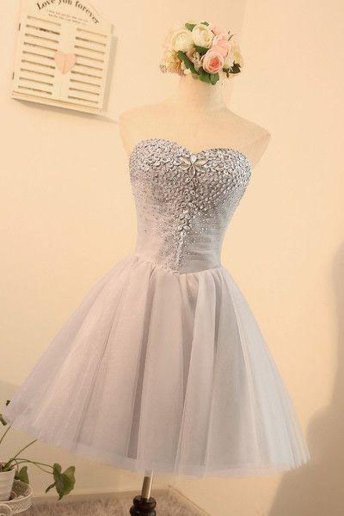 2024 Sweetheart Homecoming Dresses A Line Tulle With Beads Above Knee Length