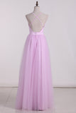 2024 Tulle Bridesmaid Dresses Spaghetti Straps With Ruffles A Line