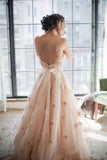 2024 Sweetheart Wedding Dresses A Line Tulle With Ruffles And Handmade Flowers