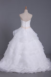 2024 New Arrival Wedding Dresses Sweetheart A Line Organza With Beading & Sash