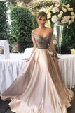 2024 New Arrival Off The Shoulder Prom Dresses A Line Beaded Bodice Satin