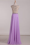 2024 Prom Dresses Scoop A Line With Beading Chiffon